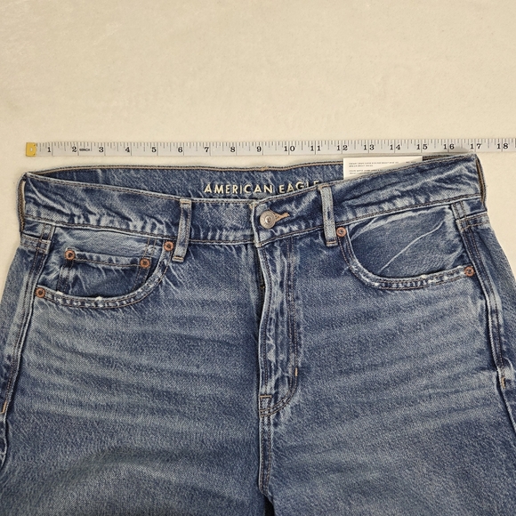 American Eagle Dreamy Drape Super High Baggy Wide Leg Blue Jeans Size 10 /30W - Picture 3 of 11